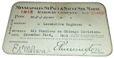 1913 SOO LINE RAILWAY EMPLOYEE PASS #11488 picture