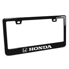 Honda Logo Black Real 3K Carbon Fiber Finish ABS Plastic License Plate Frame picture