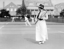 1913 Miss Frances Lippett Playing Tennis Vintage Old Photo 8.5