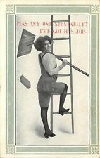 c1910 Social Issues Postcard Smiling Woman Bricklayer Took A Man's Job, Posted picture
