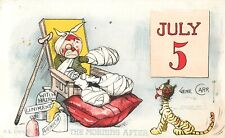 S/A Postcard Gene Carr 4th Of July Bandaged Child and Cat on July 5th, 219/6 picture