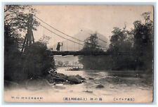 Nagano Japan Postcard Kamikochi Bridge Mountain River View c1910 Antique picture