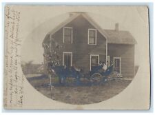 1907 Horse And Wagon House View Perham Minnesota MN RPPC Photo Antique Postcard picture