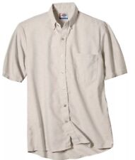 dickies Men’s Tan work shirt Size 19-19 1/2 Regular Short Sleevess Botto Down picture