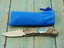 FANCY CUSTOM FILED TS THAILAND 440C ABALONE PEARL LINERLOCK POCKET KNIFE KNIVES picture