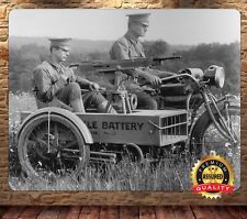 Indian Motorcycle - Vintage - Military Soldiers - Metal Sign 11 x 14 picture