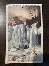 Postcard MN Minneapolis Minnehaha Falls in Winter 1950 Vintage PC Gopher News picture
