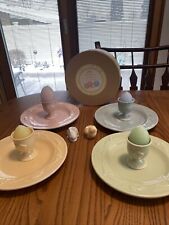Hallmark-Pastel Embossed Ceramic Easter Bunny 8.5” Plate Set (Qty.4) Box Egg S&P picture