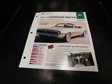 1968 Chevrolet Camaro RS SS Spec Sheet Brochure Photo Poster picture