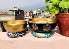Singing Bowl two set 11 & 10 inches shree yantra carved plain singing bowls picture