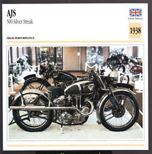 1938 AJS 500cc Silver Streak (498cc) Motorcycle Photo Spec Sheet Info Stat Card picture