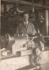 Machinist Shop Lathe Factory Tradesman Real Photo RPPC Real Photo Postcard picture