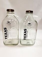 Two (2) Texas Forever Large 64 oz, 1836 Farms Texas Milk Bottle, 10 inches tall picture