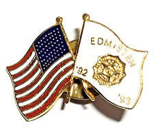 1992' 93 American & Edmisten Flags Enamel Pin Pinback Lapel USA Vintage Double picture