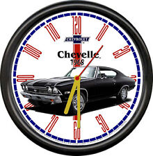 Licensed 1968 Black Chevy Chevelle Chevrolet General Motors Sign Wall Clock picture