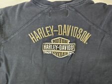 Sz M Harley Davidson Tshirt Button Logo Shirt Men's Medium Faded Black  picture