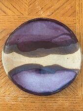 Handmade Ceramic Plate About 10” Inches Diameter Purple Signed Joy Boston Desert picture