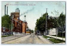 1909 Grand Ave Glimpse Breweries Streetcar Wausau Wisconsin WI Unposted Postcard picture