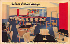 Cabana Cocktail Lounge, Hotel Phillips, Kansas City, MO, Early Postcard, Unused picture