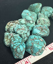 (3) Original Navajo Indian Turquoise Trade Beads Nuggets 1800's picture