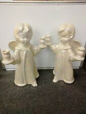 Pair of Vintage Porcelain Angel Candle Holders 1980 13/13.5 inches tall hand mad picture
