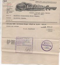 Two 1913 Verdi Lumber Co Billheads to Goldfield Consolidated Mine Nevada picture