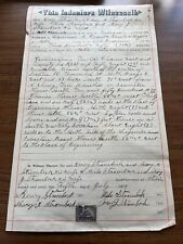 Antique 1899 Land Conveyance Certificate Warranty Deed - Noble County Indiana IN picture