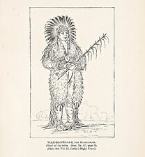 1885 Otoe Indian Chief The Surrounder Indian Engraving G. Catlin Native American picture