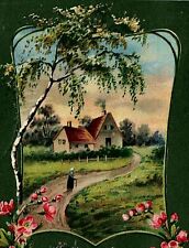 c1915 BEST WISHES NORTH WALES PA FLOWERS HOMEPLACE SCENE EAS POSTCARD 20-214 picture