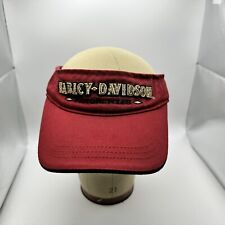 HARLEY DAVIDSON Visor Hat Cap Red Adjustable Strap Back Motorcycle Biker picture