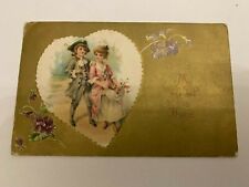 1909 My Heart Is Thine Valentine Postcard Couple in Heart picture