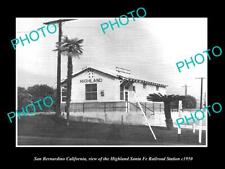 OLD 8x6 HISTORIC PHOTO OF SAN BERNARDINO THE HIGHLAND RAILROAD DEPOT c1950 picture