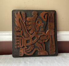 VTG Aztec South American Wooden Carved Wall Art, 12 3/4