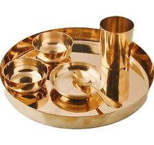 Pure Brass Hammered  Dinner Thali- 6 Pieces (Set of 4) picture