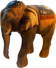 Beautiful Indian Elephant Wood Carved 7 Inches Long Vintage Hand Made picture