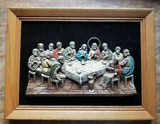 Religious LAST SUPPER 3D Wood Framed 1982 Old World Collection Art Raised Relief picture