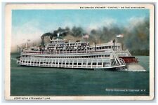 c1930's Excursion Steamer Capitol On Mississippi, Steamboat At Line Postcard picture