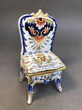 Vintage French Majolica Faience Desvres Rouen Geo Martel Trinket Box Chair picture