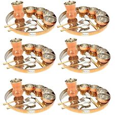 Set of 6Indian Dinnerware Stainless Steel Copper Traditional Dinner Service Set picture