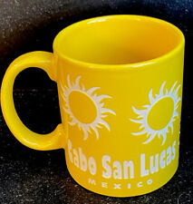 Vintage Cabo San Lucas Mexico Yellow Cut Out SUN Ceramic Coffee Mug RARE MINT picture