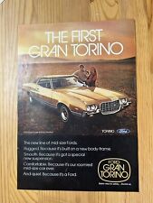 1972 Ford Gran Torino Hardtop Vintage Print Ad Couple Sunset Wall Art  7”x10” picture