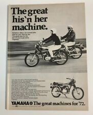 1972 Yamaha Great His ‘N Her 100cc LS-2 Machines For ‘72 Motorcycle Print Ad picture