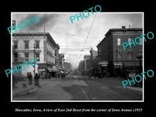 OLD 8x6 HISTORIC PHOTO MUSCATINE IOWA VIEW OF 2nd St & IOWA ave c1915 picture