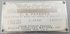 1954 WILLYS OVERLAND EAGLE DELUXE BODY DATA PLATE TAG Original Ser# 654MC1 10422 picture