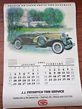 Vintage GENERAL TIRE Classic Car Advertising Oversized  Hanging Calendar 1982 picture