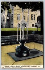 Artesian Fountain Court House Square Winamac Indiana IN 1909 Postcard picture