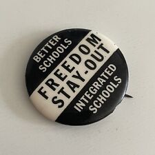 Vintage FREEDOM STAY-OUT Civil rights Integrated Schools Boston 1963 Button Pin picture