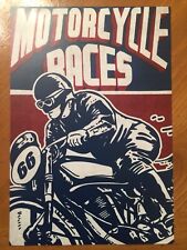 Tin Sign Vintage Motorcycle Races picture