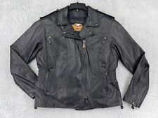 Harley Davidson Jacket Womens Medium Black Leather Biker Quilted Polyester Lined picture