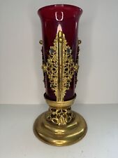 Large 13” Jeweled Vintage Catholic Alter Sanctuary Lamp W/ Red Insert  picture